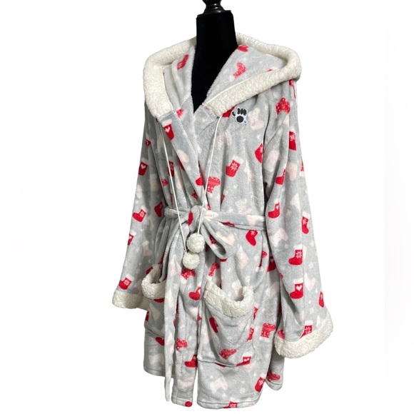 NWT Bearpaw Christmas Stocking Print Robe Plus Size 2X - Picture 1 of 8